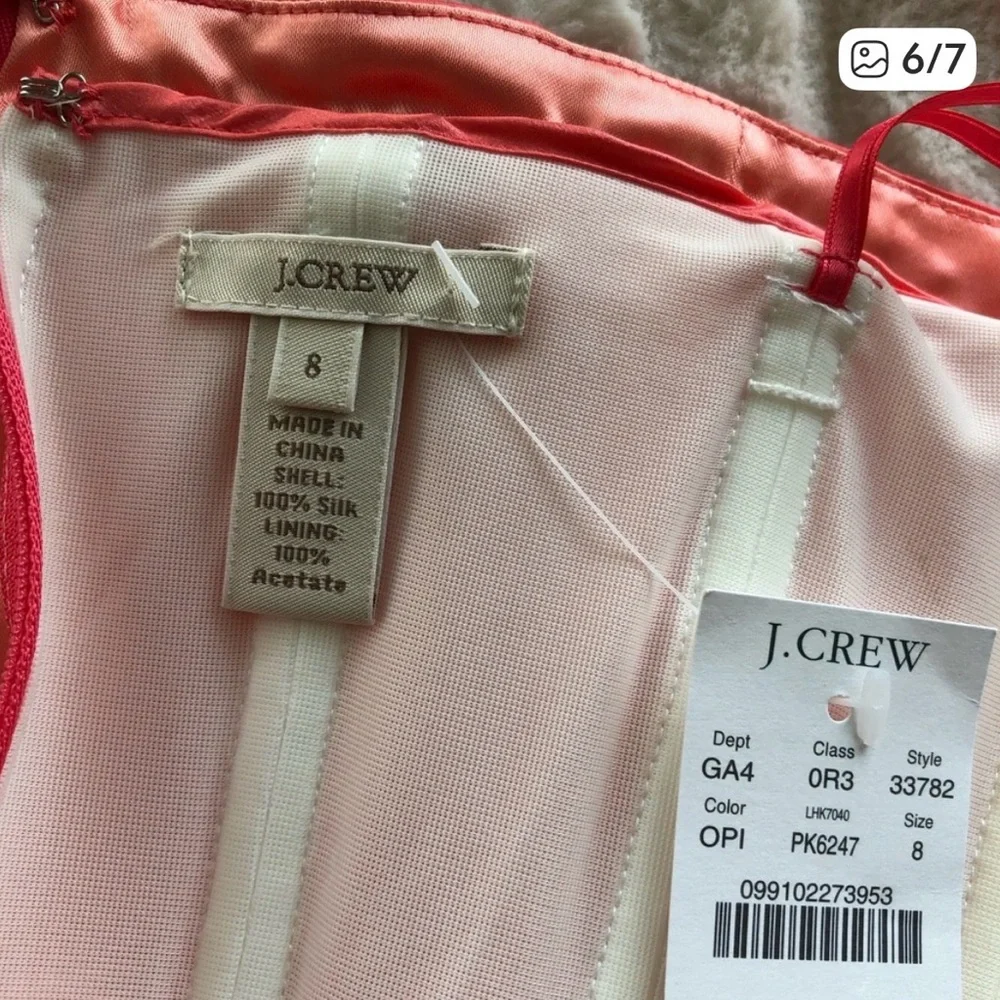 J CREW Ornamental Pink silk organza tiered Soiree strapless cocktail dress - Picture 5 of 6